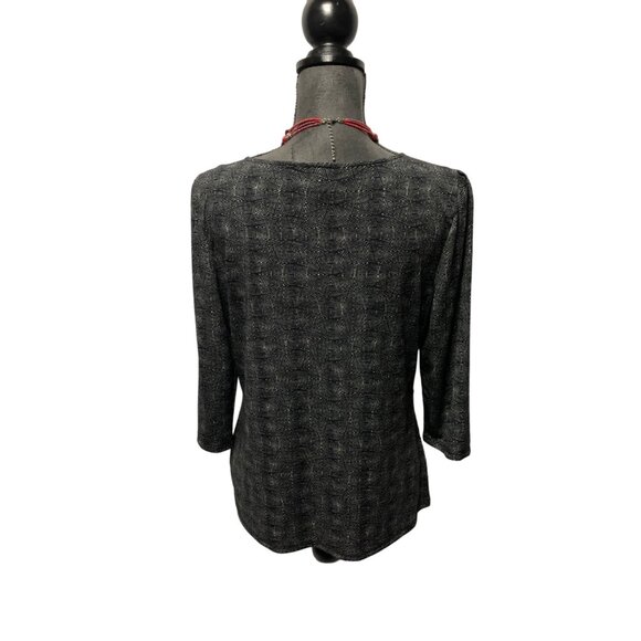 East 5th Top Womens Large Black Ivory Wynette Stretch Blouse NEW - Picture 4 of 7